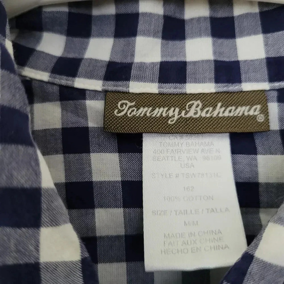 Tommy Bahama Women's Shirt Dress Size M Multicolor 100% Cotton Check Long Sleeve - Picture 2 of 7